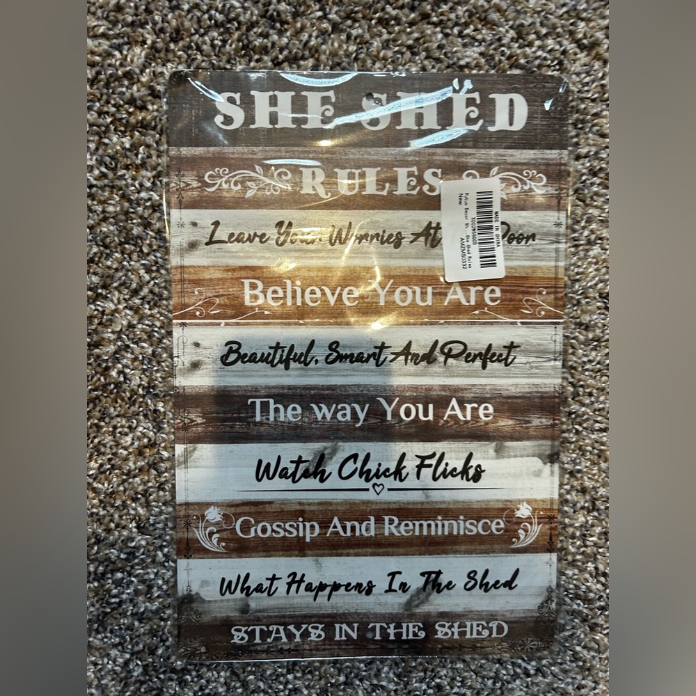 Rustic She Shed Rules Sign